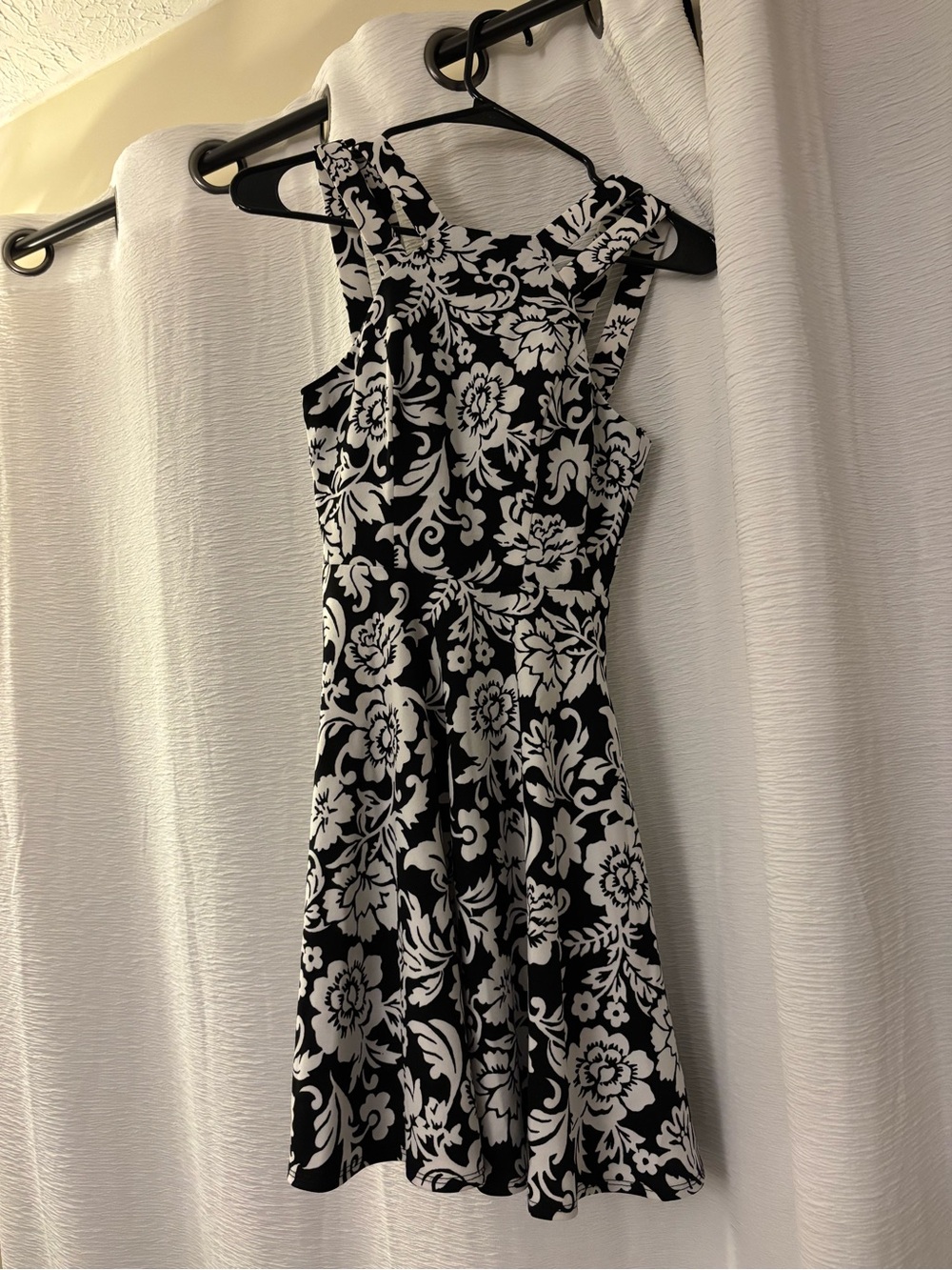 B Darlin Black and White Floral Strappy Mini Dress